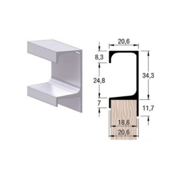 O perfil puxador anodizado é indicado para gavetas e portas com espessura de 18mm e não necessita de usinagem da peça para a sua instalação.